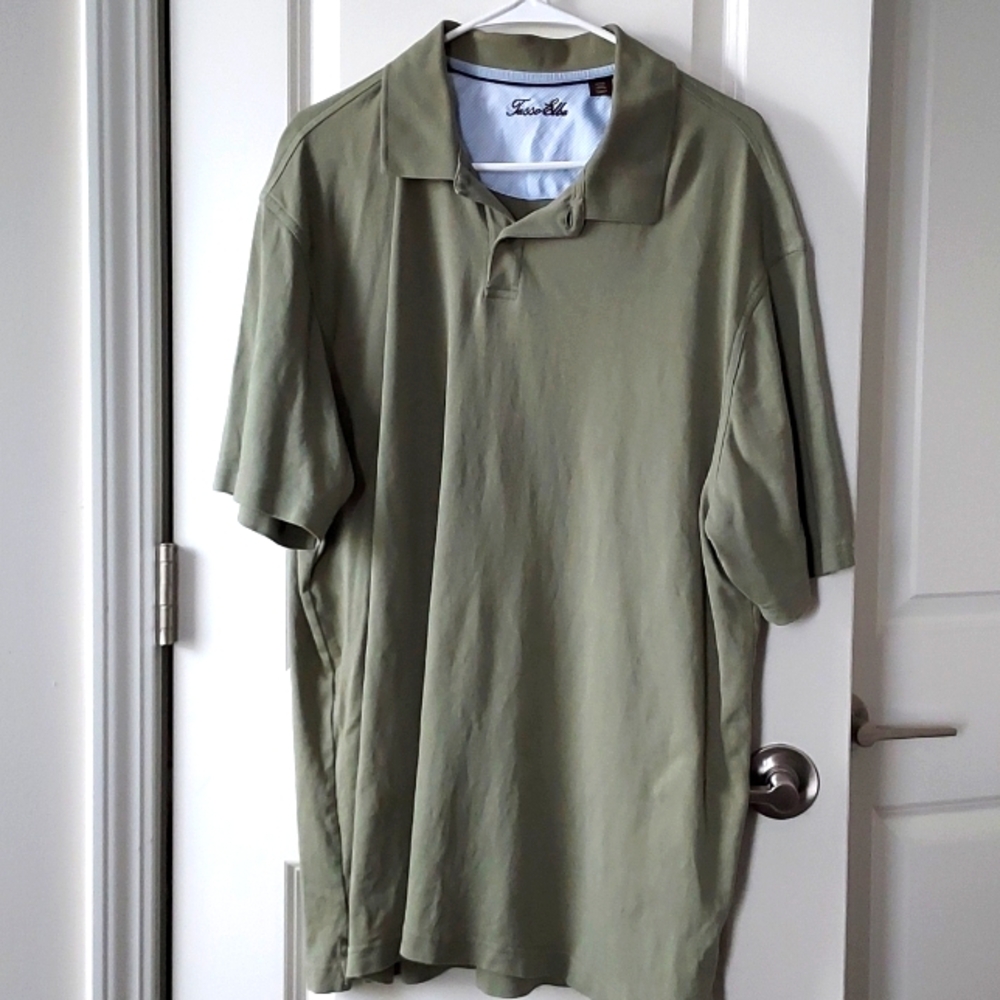 Tesso Elba mens short sleeve button-up polo green xxl